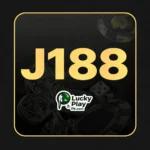 J188 Game logo in gold on black square background with Lucky Play PK logo and casino theme.